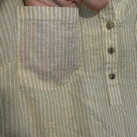 Anne Klein Gold and Cream Striped Top - Picture 8 of 9